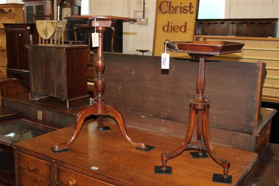 19C mahogany hexagonal top occasional table & oak circular occasional table